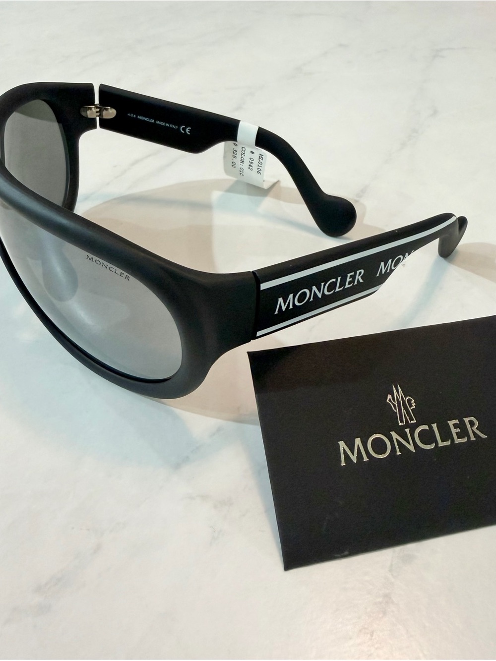 Moncler Black Logo Shield Sunglasses ML0106